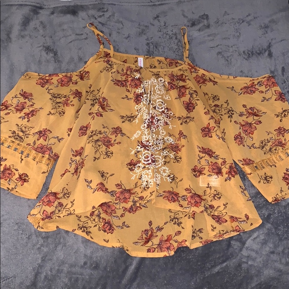 Floral Embroidered Cold Shoulder